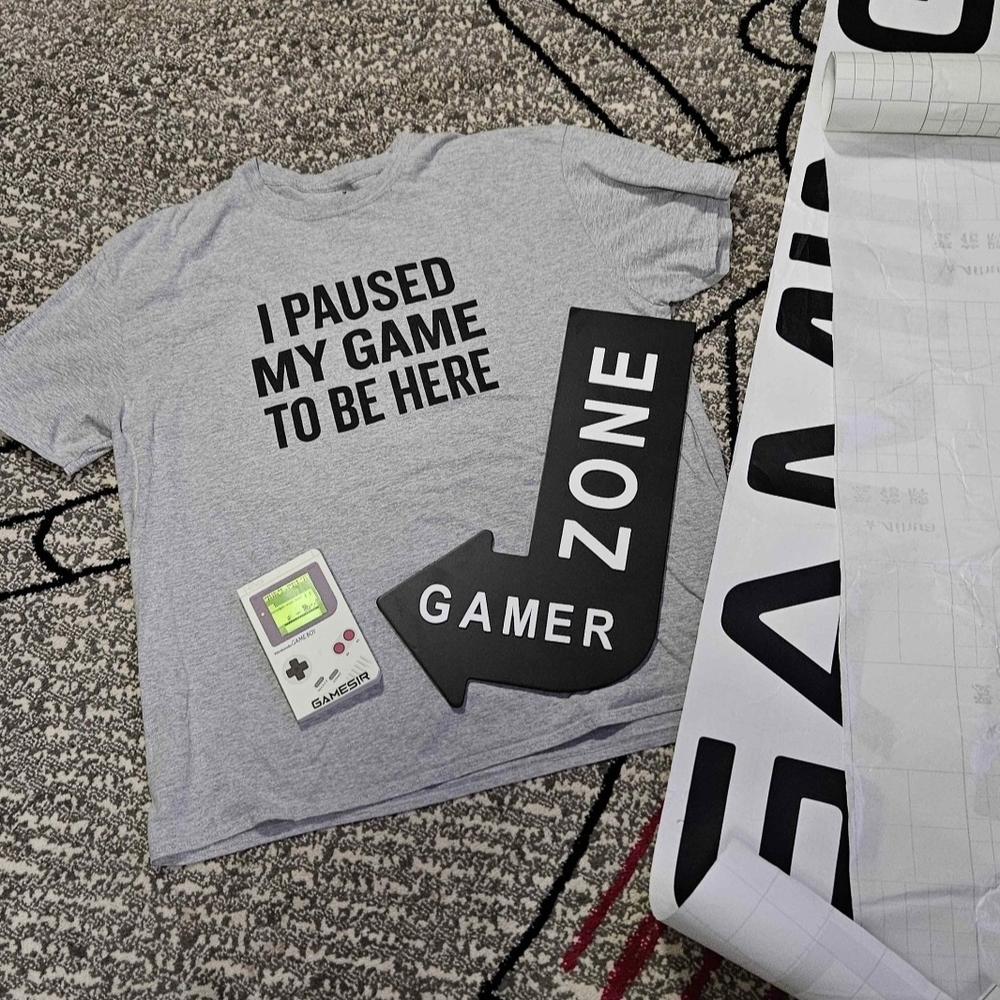 Gildan Gray Gamer T-Shirt with Black Text